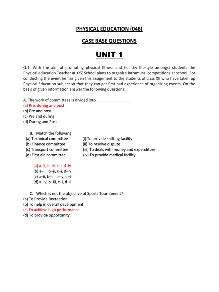 P.E Sample Papers | PDF