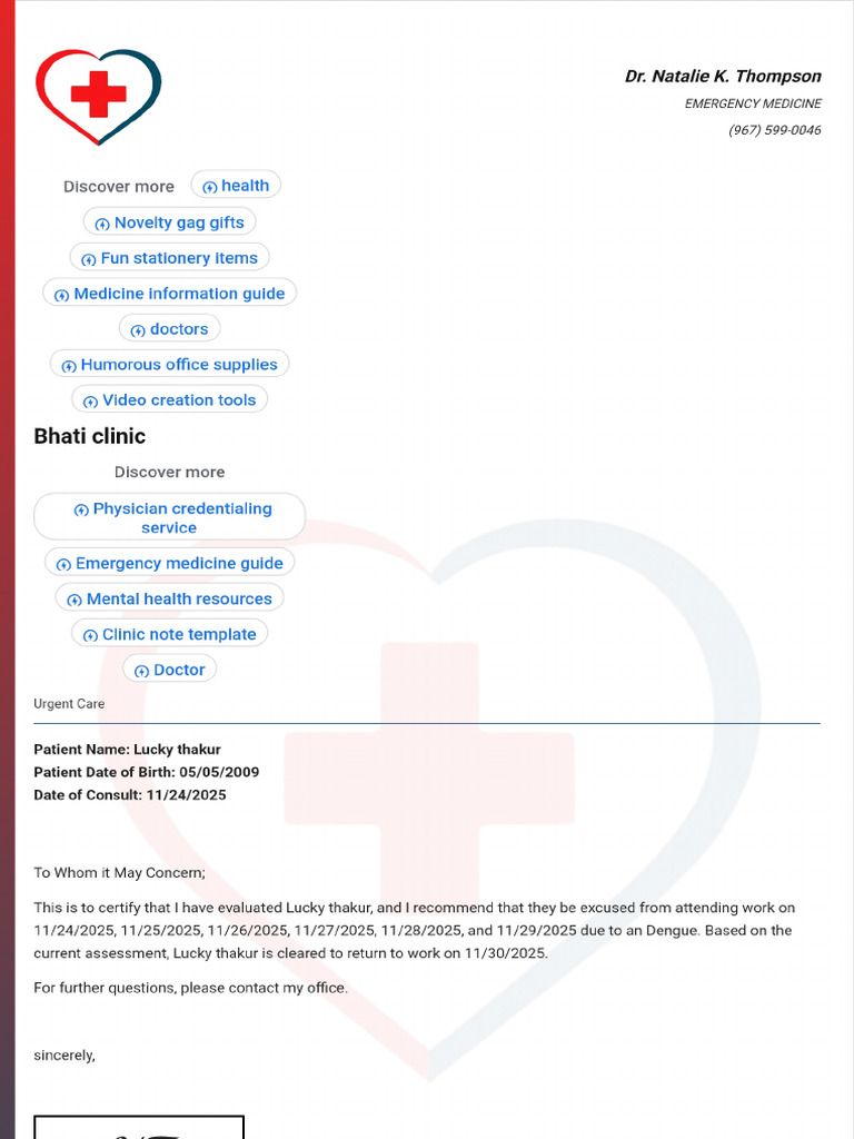 Doctor Note With Signature | PDF