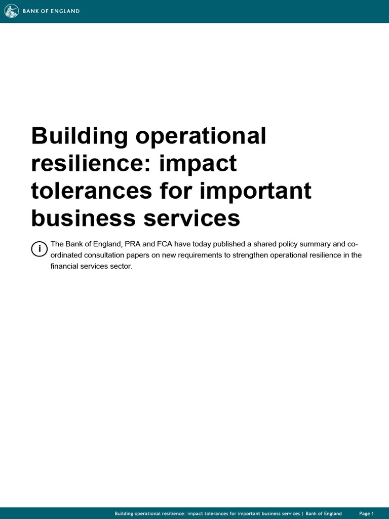 Operational Resilience in Financial Services | PDF | Economies