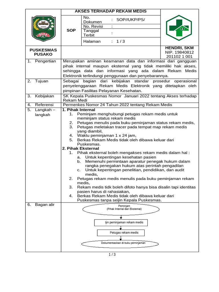 SOP Akses Rekam Medis Elektronik | PDF