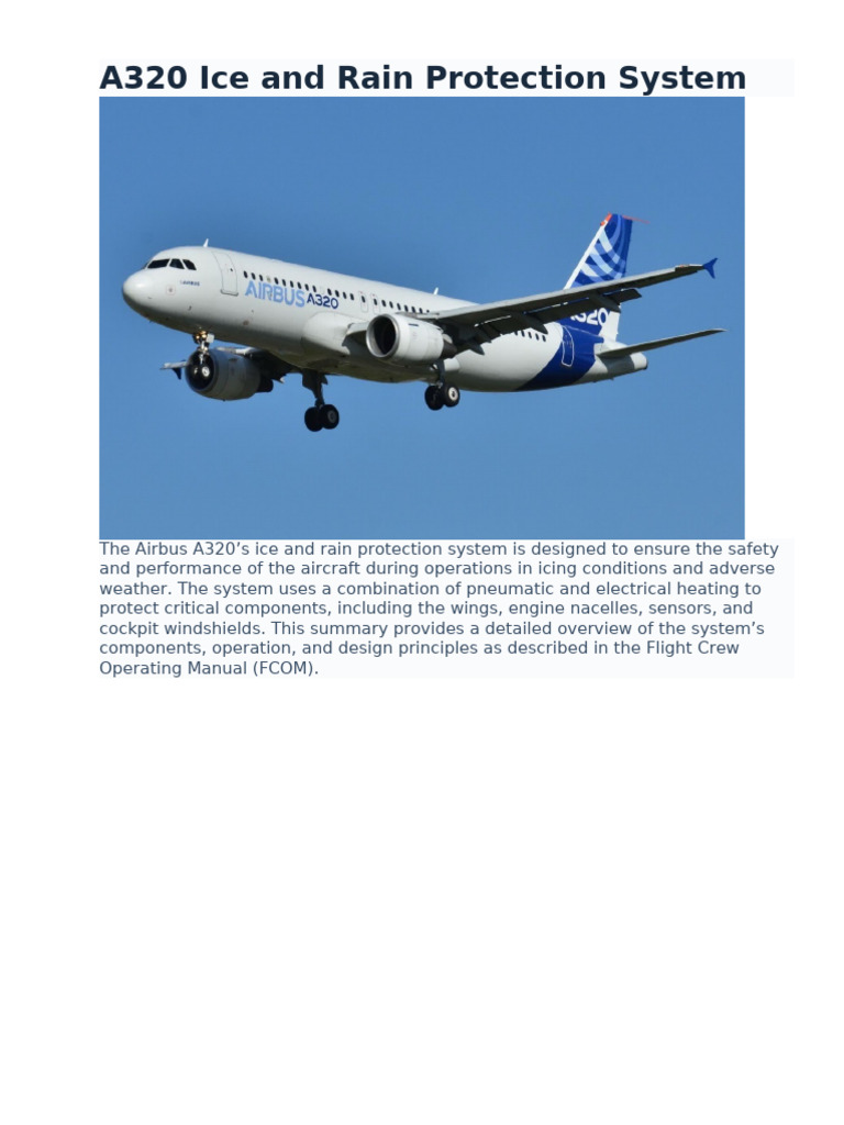 A320 Ice and Rain Protection Overview | PDF | Aerospace | Aircraft