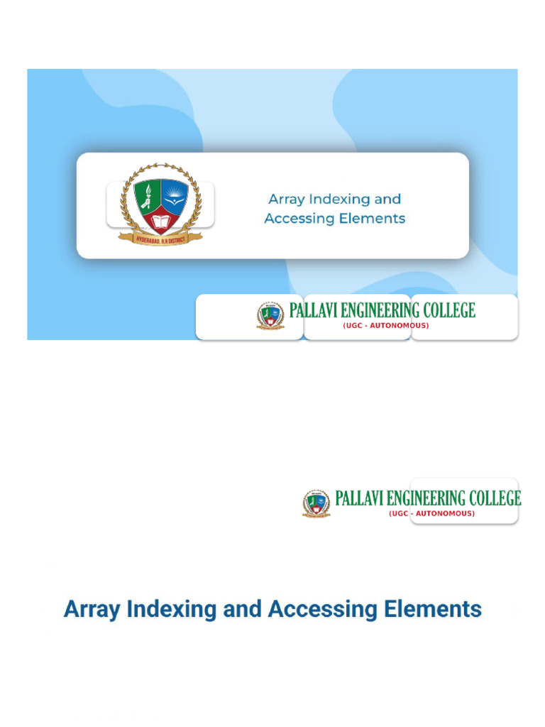 Indexing and Accesing Array Elements | PDF
