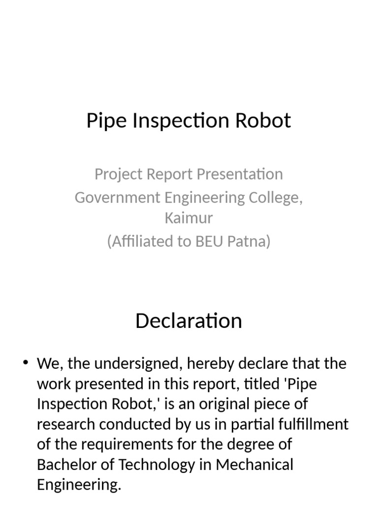 Pipe Inspection Robot Project Report | PDF | Mechanical Engineering