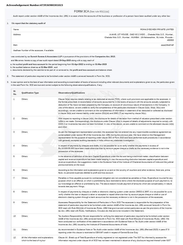 Form 3cd 22-23 | PDF | Payments | Expense