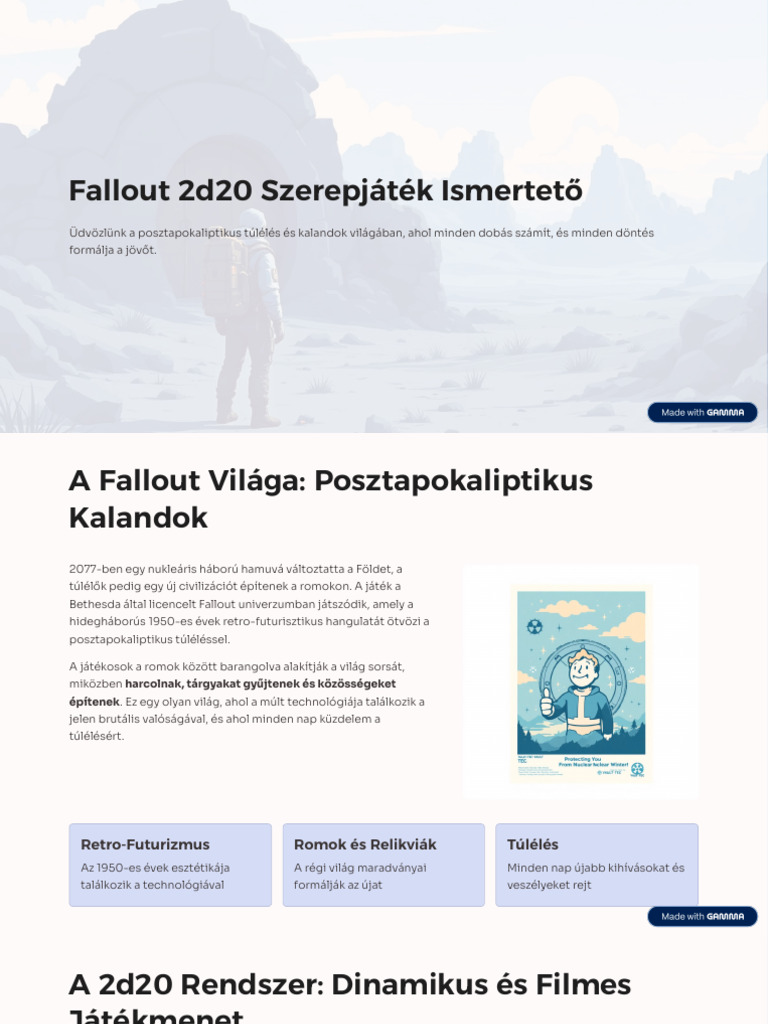 Fallout 2d20 Szerepjatek Ismerteto | PDF