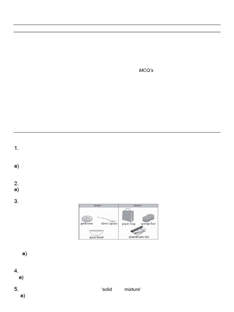 Class VI Science Term-I Sample Paper | PDF | Water | Sun