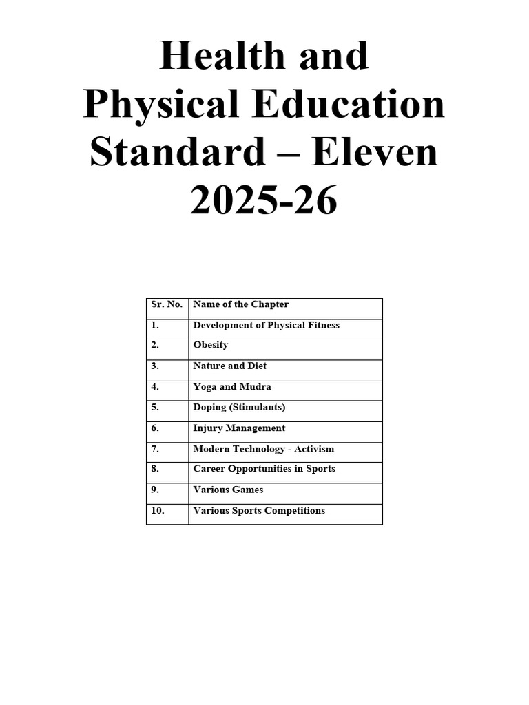 Health & Physical Education Standards 2025-26 | PDF | Obesity | Asana