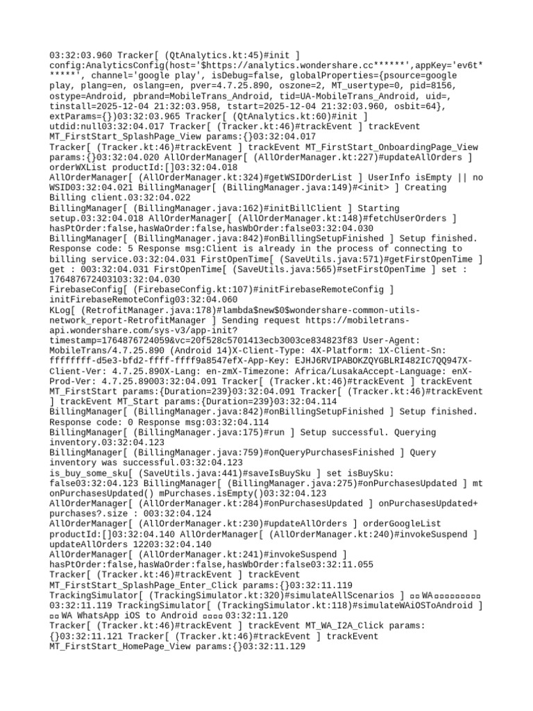 MobileTrans Android Analytics Log | PDF | Software | Computing Platforms