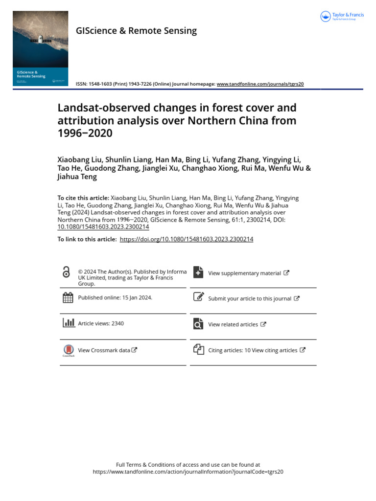 Landsat-Observed Changes in Forest Cover and Attribution Analysis Over ...