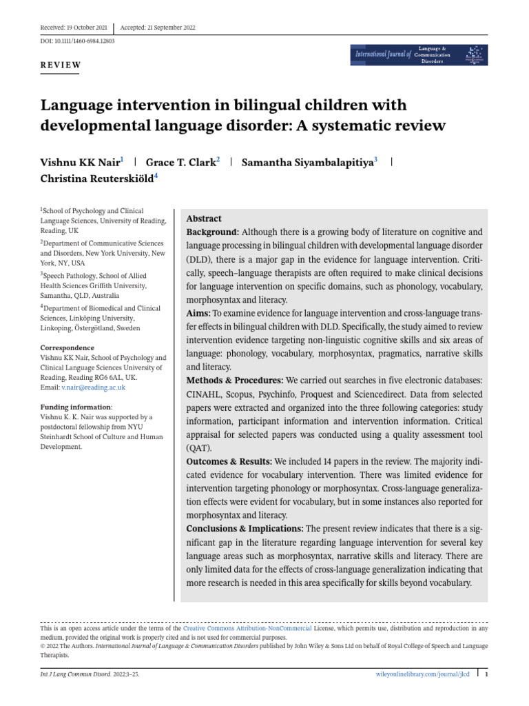 Language Interventions for Bilingual DLD | PDF | Multilingualism ...