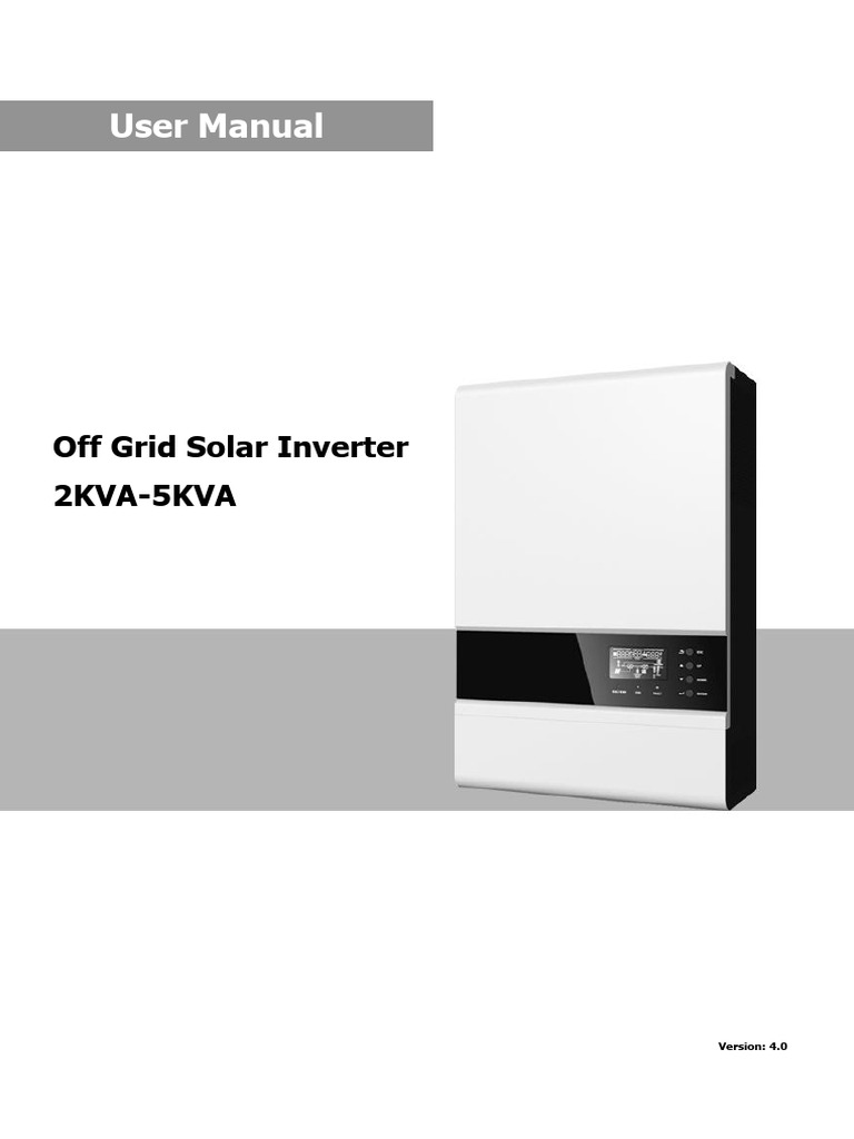 Off Grid Solar Inverter User Manual | PDF | Power Inverter | Photovoltaics