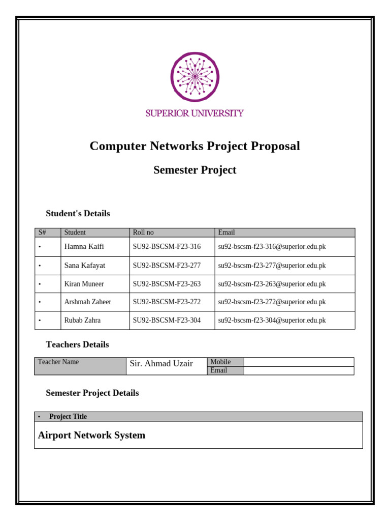 Airport Network System Project Proposal | PDF | Computer Network | Wi Fi