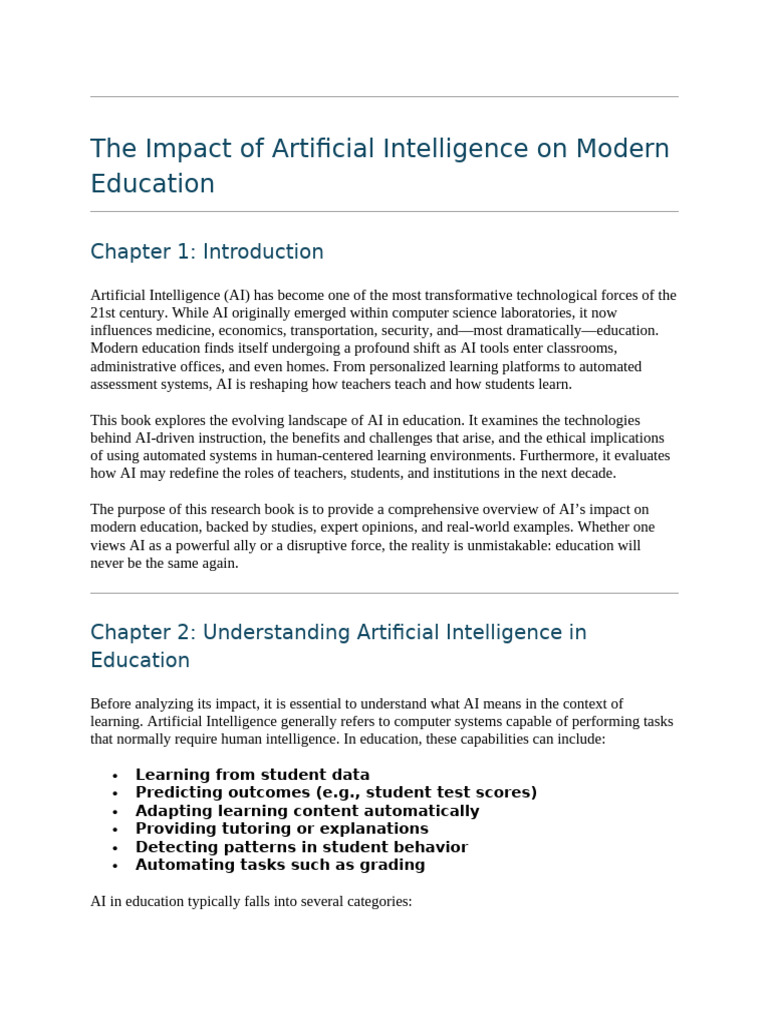 The Impact of Artificial Intelligence On Modern Education | PDF ...
