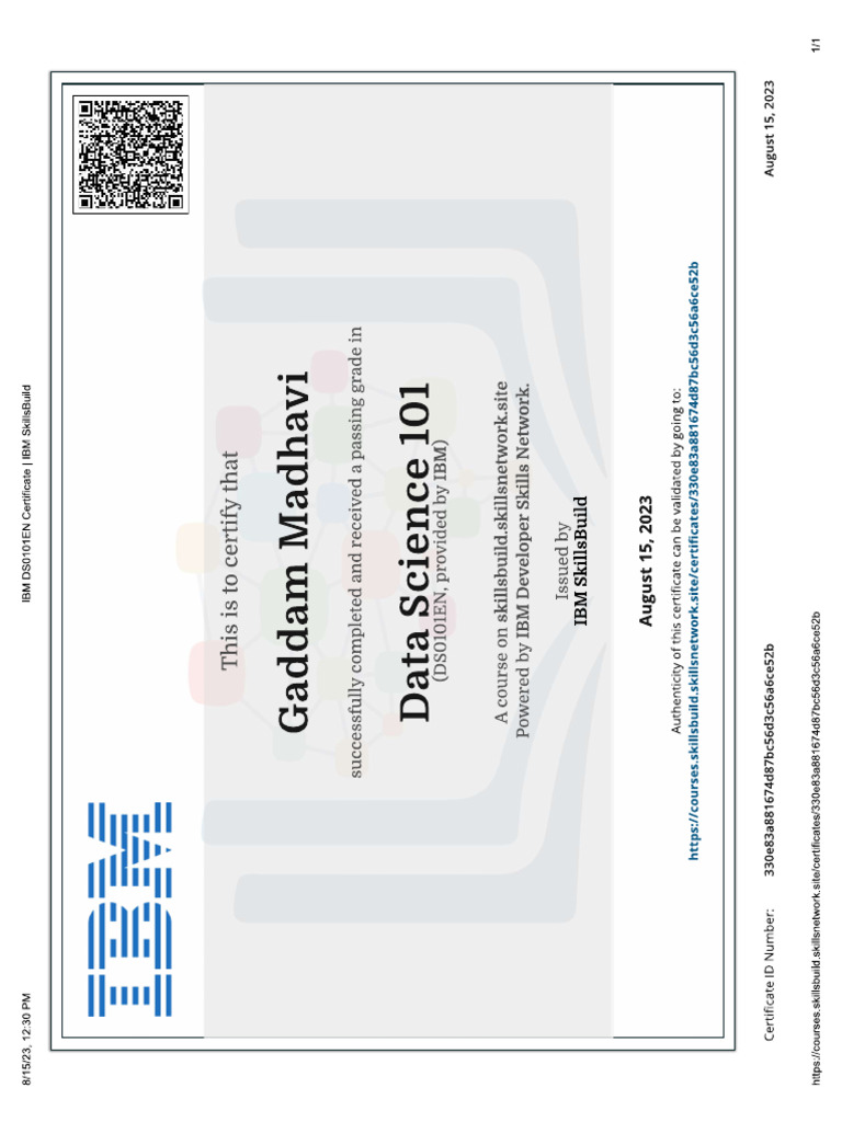 IBM Certificate | PDF