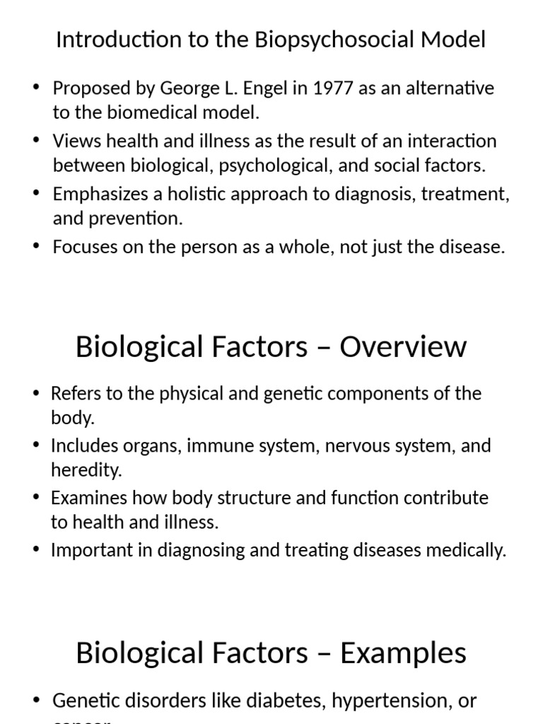 Biopsychosocial Model Presentation | PDF | Major Depressive Disorder ...