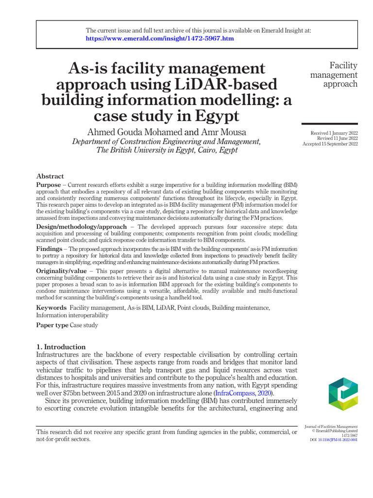 LiDAR-Based BIM for Facility Management | PDF | Building Information ...