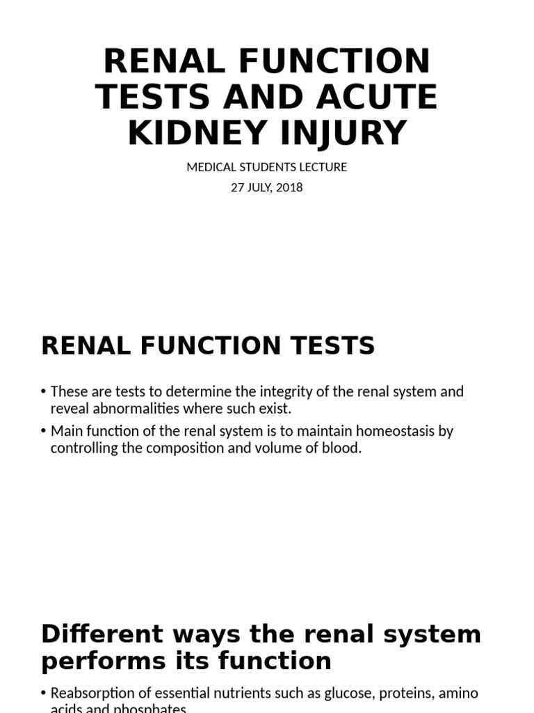 Renal Function Tests & Acute Kidney Injury | PDF | Kidney | Creatinine