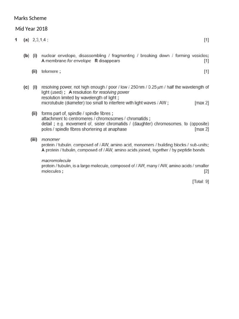 P2 Mark Scheme Mid Year 2018 | PDF