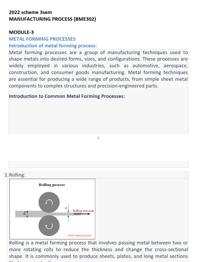 Metal Forming Processes Overview | PDF | Deformation (Engineering ...