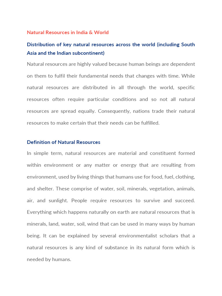 Global Distribution of Natural Resources | PDF | Renewable Resources ...