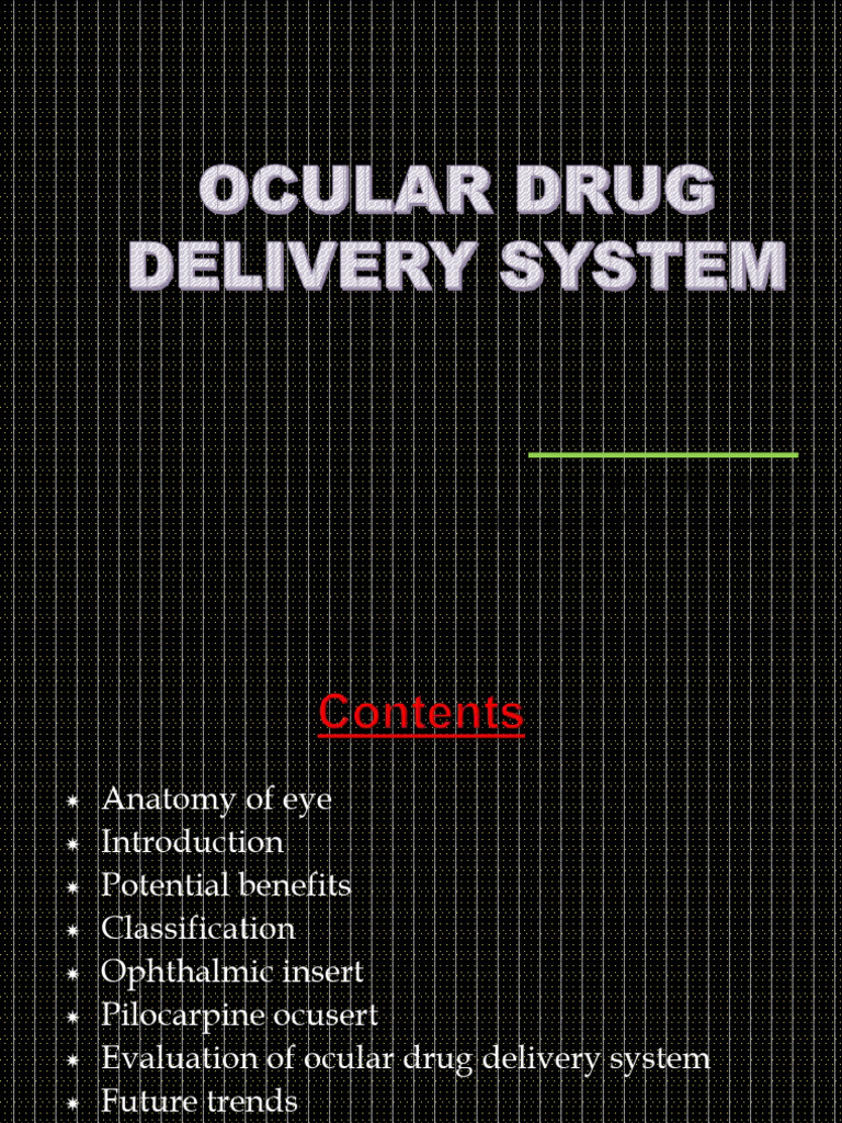 Ocular Drug Delivery Systems Overview | PDF | Topical Medication | Polymers