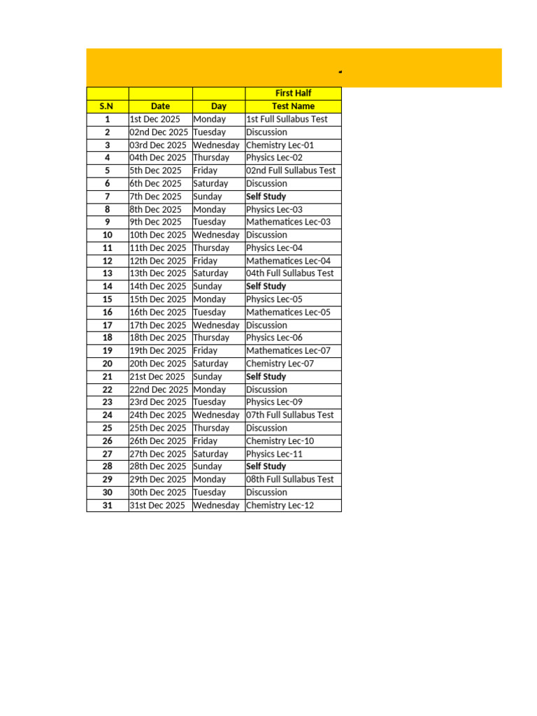 JEE Main 2026 Revision Schedule | PDF