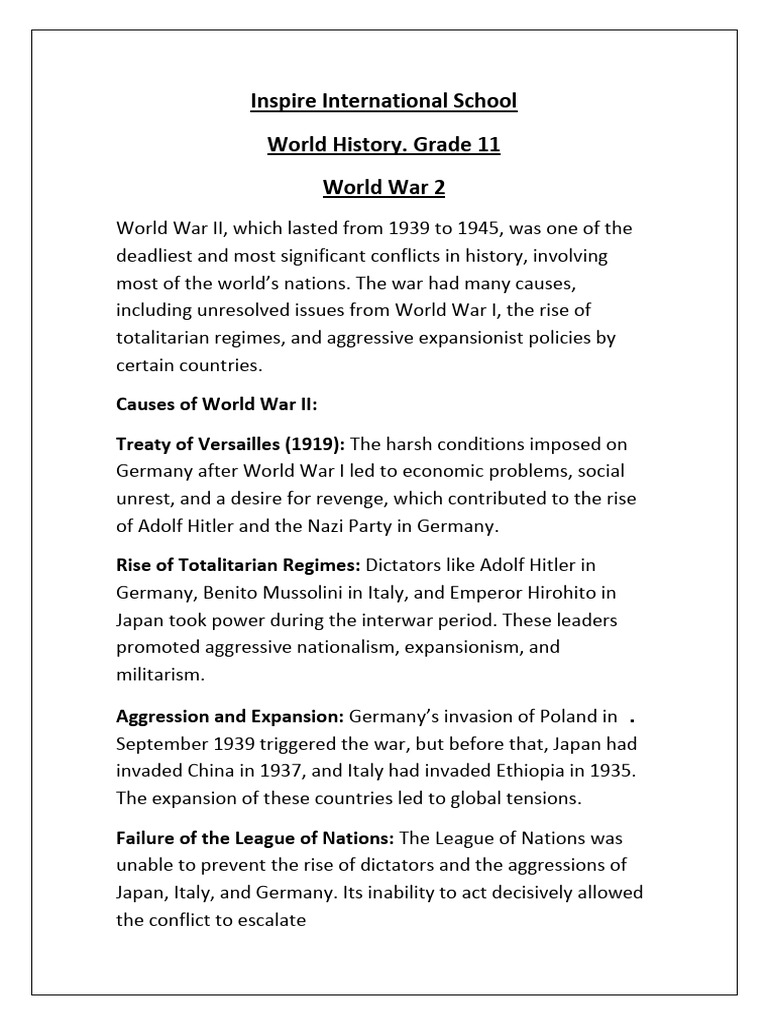Causes and Consequences of WWII | PDF | World War II | Global Politics
