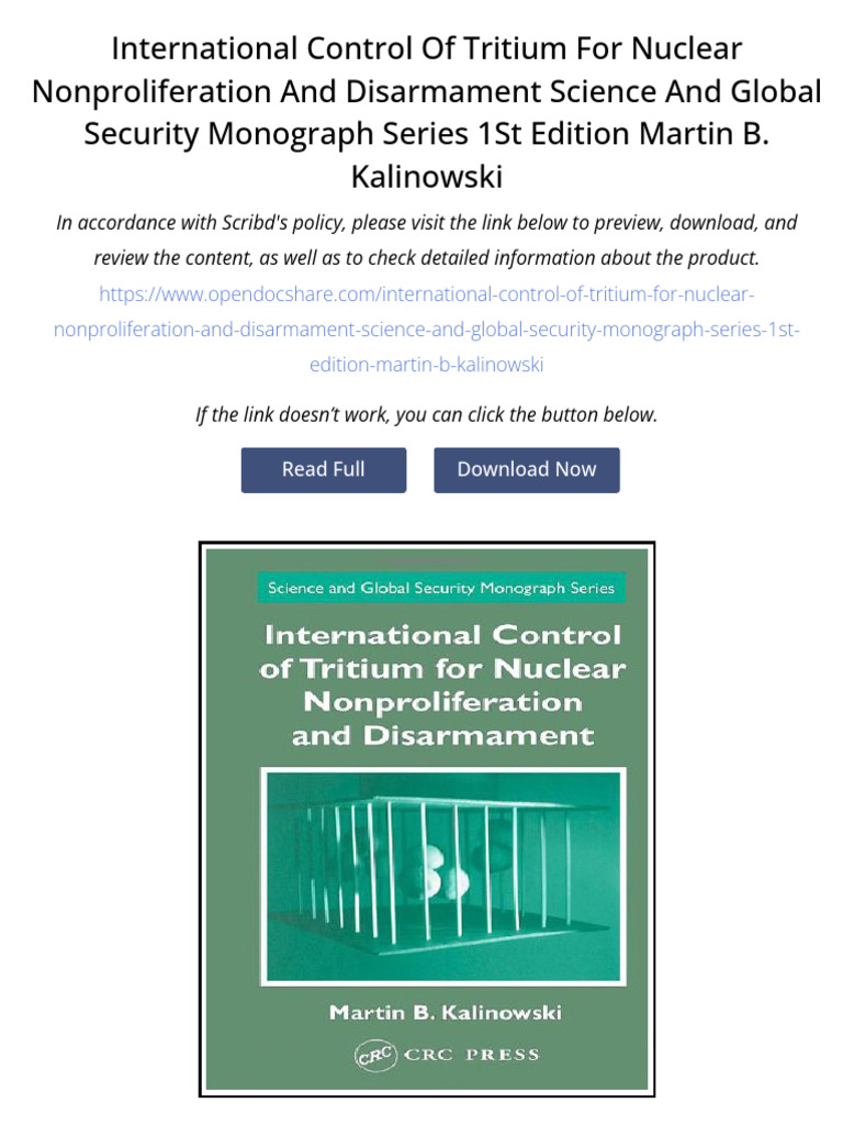 International Control of Tritium For Nuclear Nonproliferation and ...