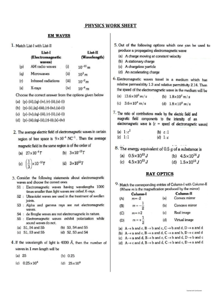 PHYSICS-01.12.25 Work Sheet | PDF