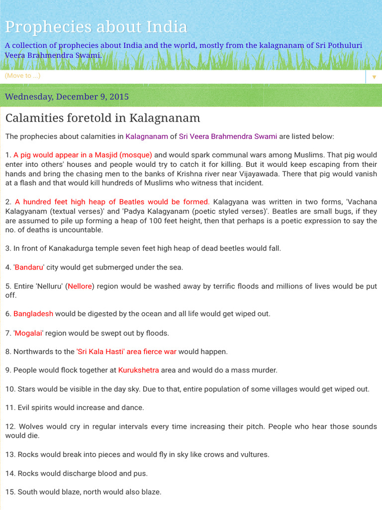 Kalagnanam Prophecies on India's Future | PDF | Hindu Deities