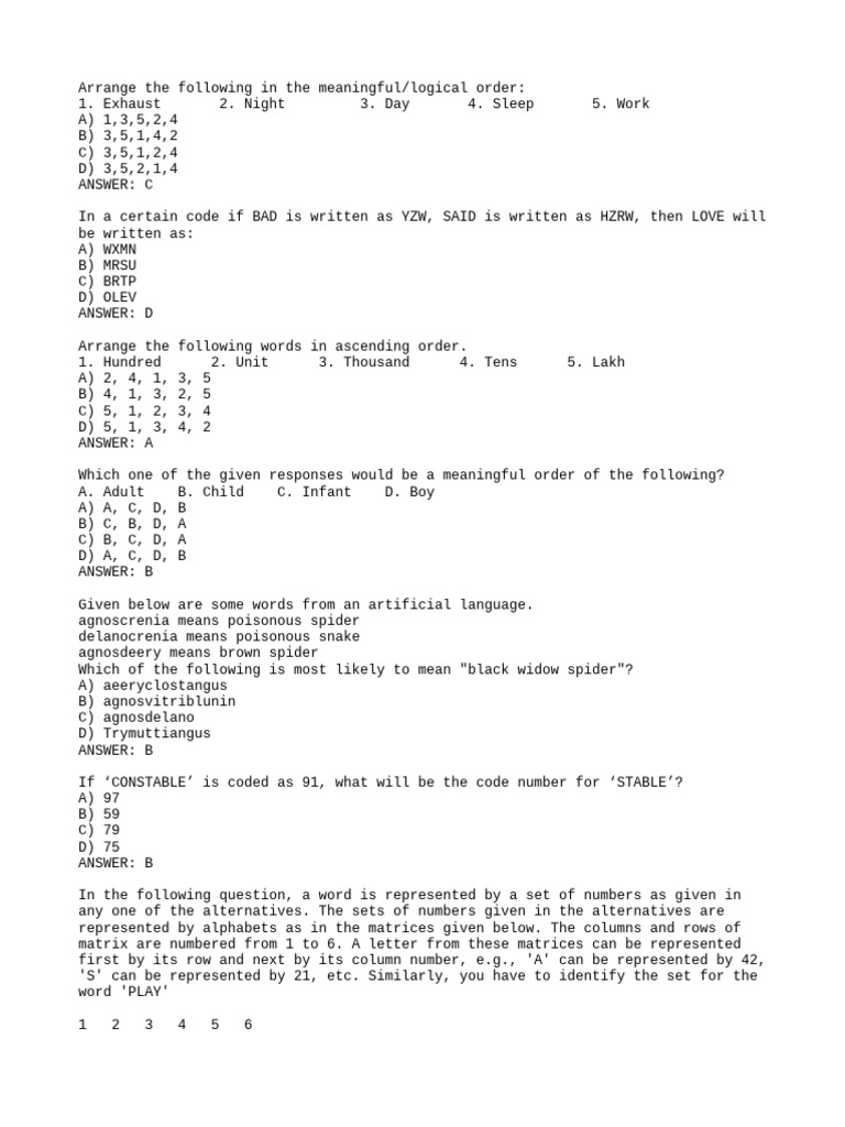 Logical Reasoning and Coding Puzzles | PDF