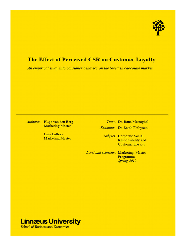 CSR Impact on Customer Loyalty in Sweden | PDF | Corporate Social ...