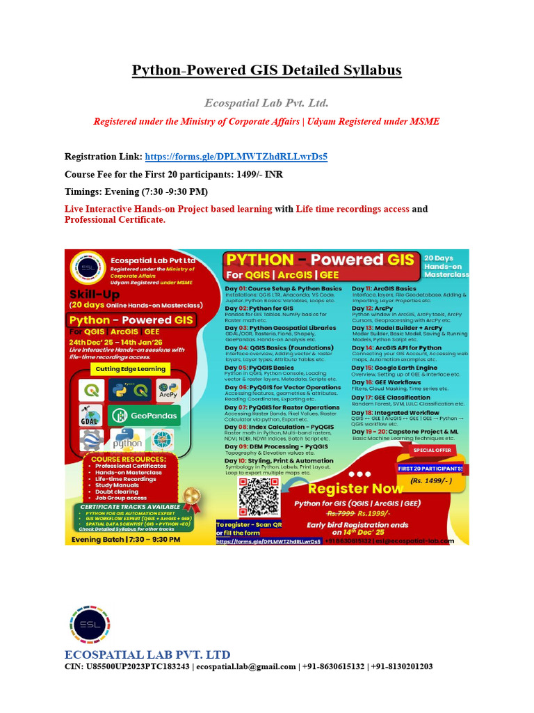 Python GIS Masterclass Syllabus | PDF | Geographic Information System ...
