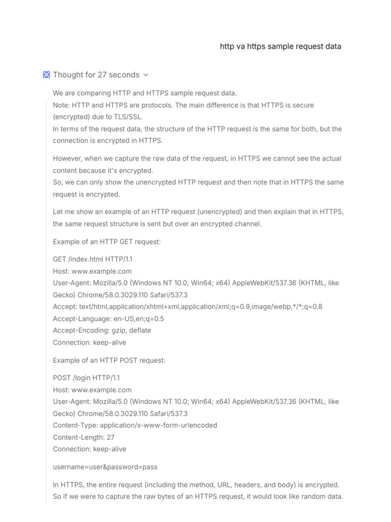 HTTP vs HTTPS Request Data Explained | PDF | Transport Layer Security ...