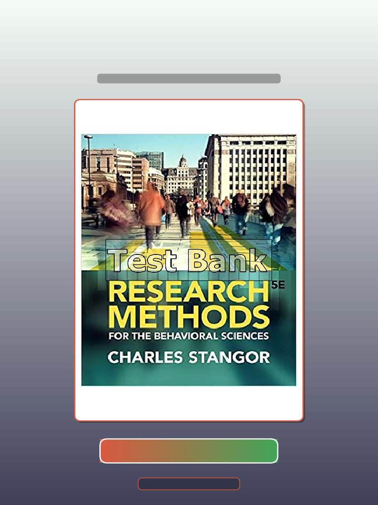 Research Methods For The Behavioral Sciences 5th Edition Stangor Exam ...
