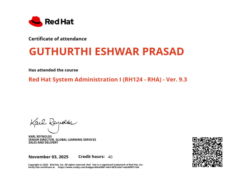 Red Hat System Admin I Certificate | PDF