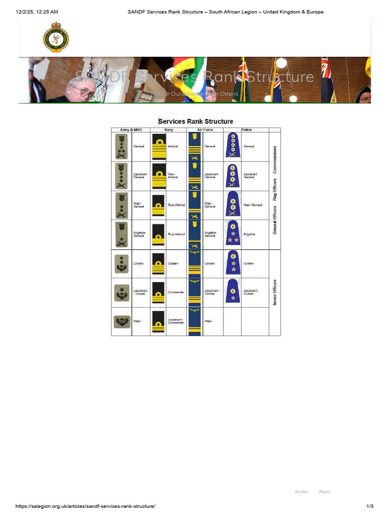SANDF Services Rank Structure Explained | PDF | Observances ...