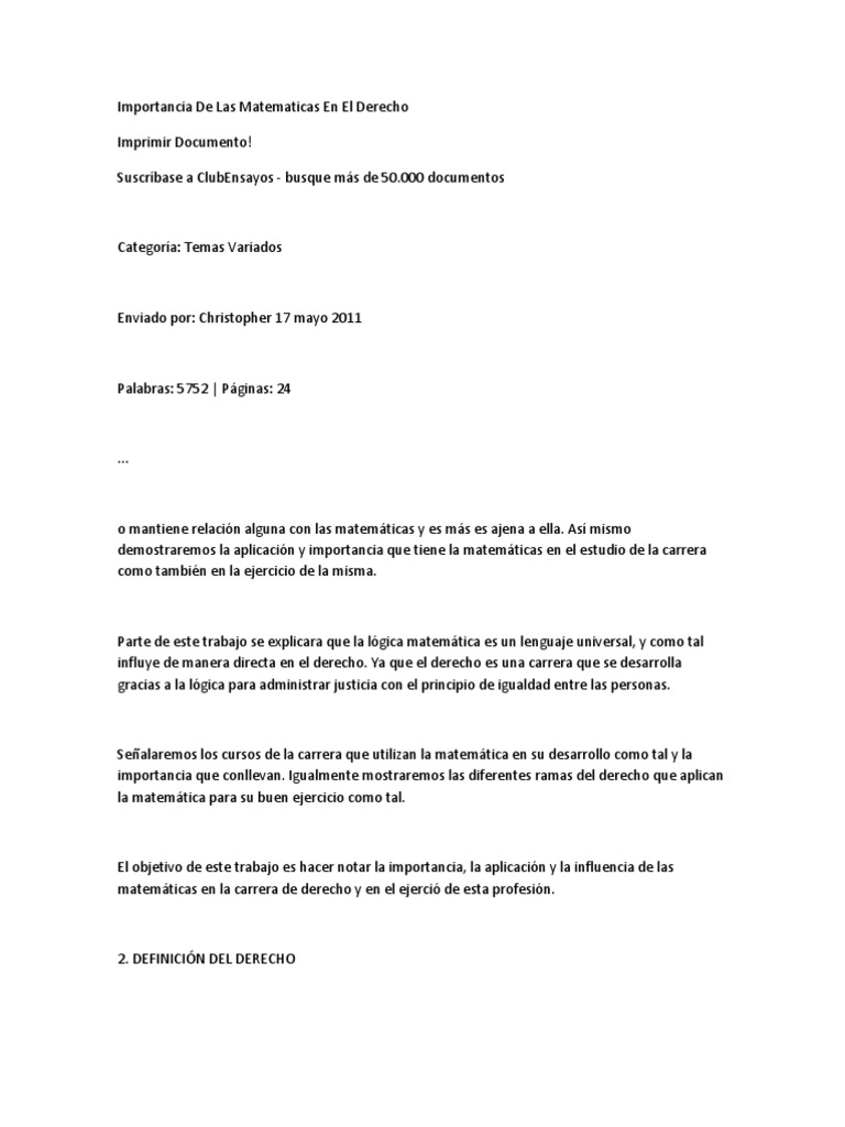 Importancia de Las Matematicas en El Derecho | PDF | Lógica | Razón