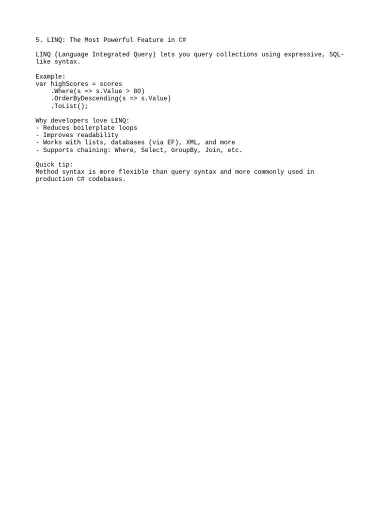 Mastering LINQ in C#: Key Benefits | PDF