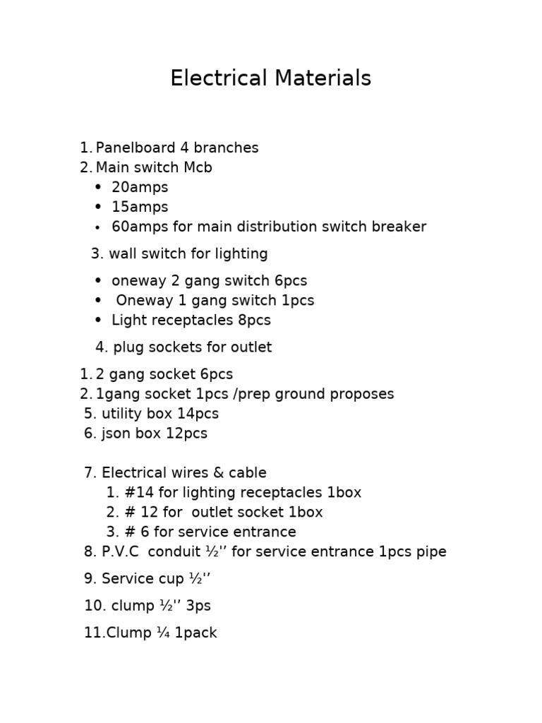Electrical Materials Inventory List | PDF
