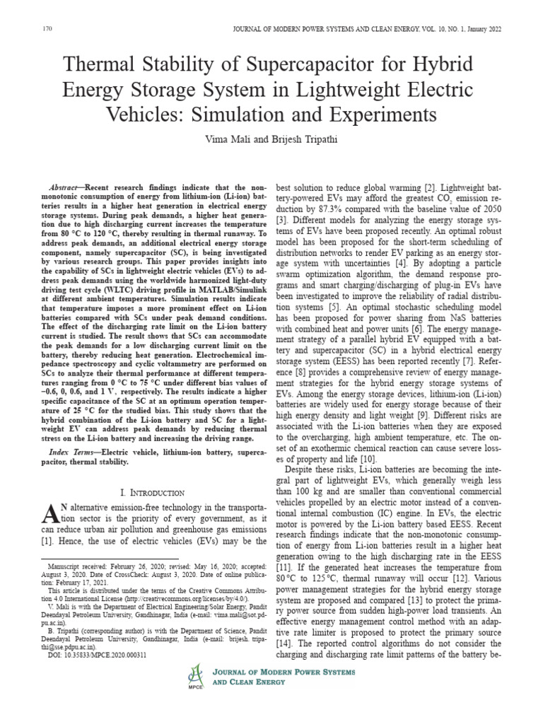 Thermal Stability of Supercapacitors in EVs | PDF | Electric Vehicle ...