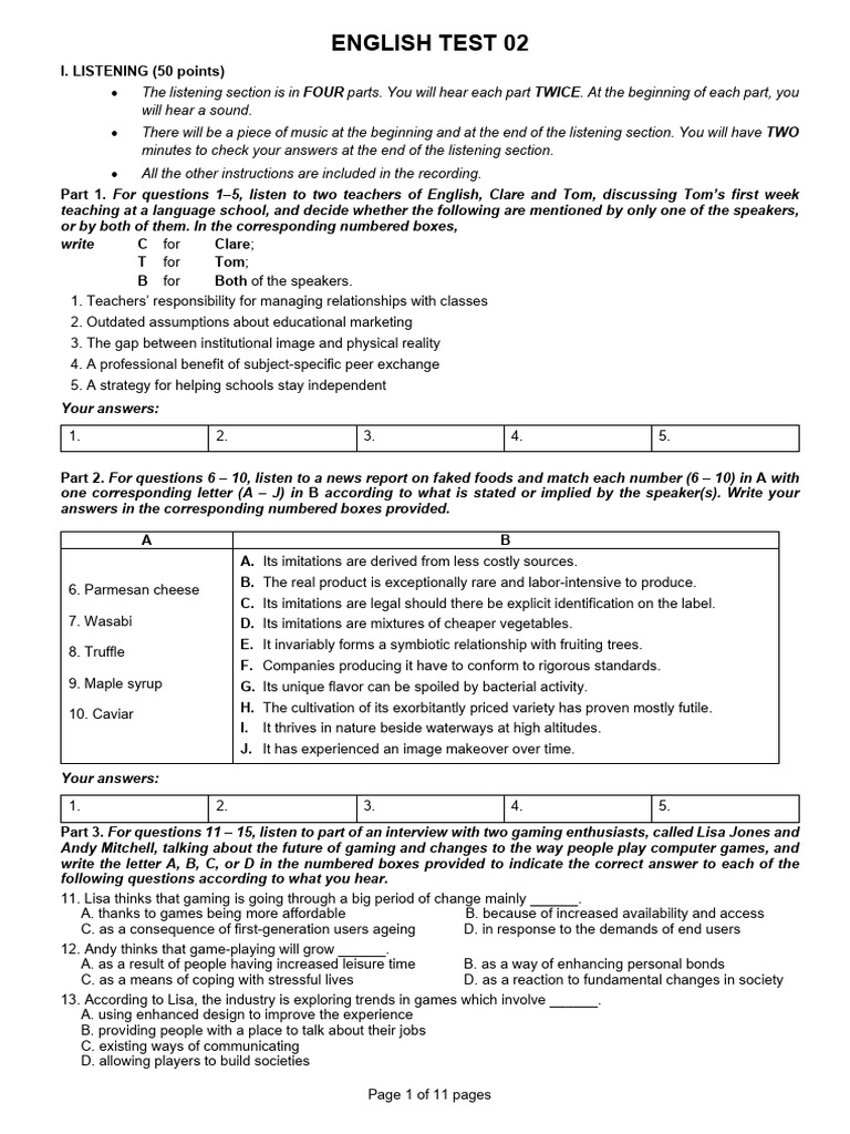 English Listening and Lexico-Grammar Test | PDF | Cryptography | Cipher