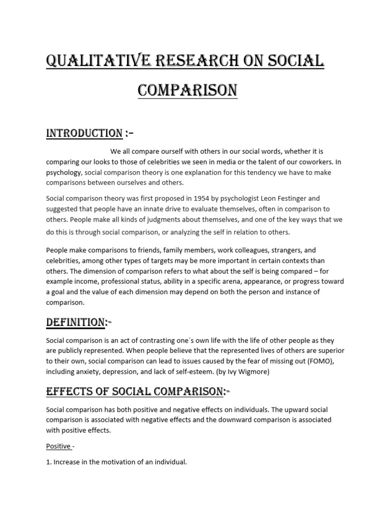 Social Comparison: Effects and Insights | PDF | Liberal Arts Education ...