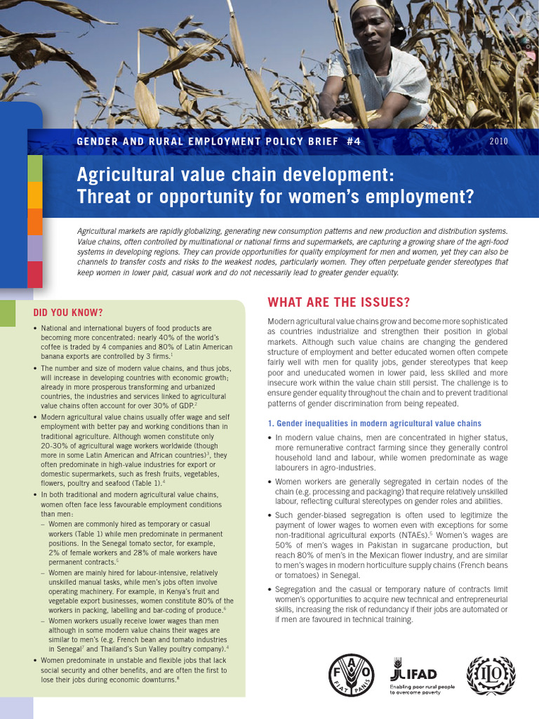 Gender Inequality in Agricultural Value Chains | PDF | Labour Economics ...