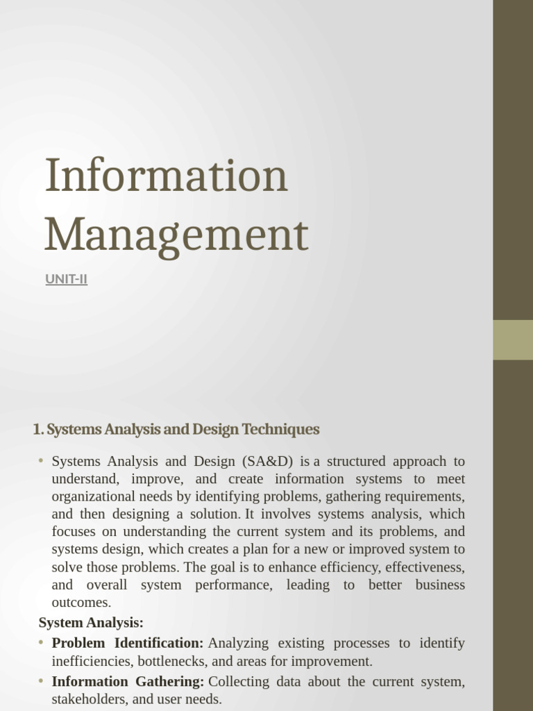 Systems Analysis and Design Overview | PDF | Databases | Intelligence ...