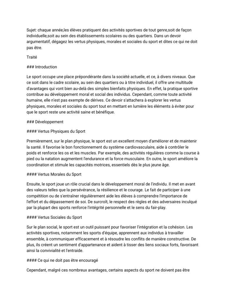 Vertus du sport : bienfaits et dérives | PDF | Des sports | Psychologie