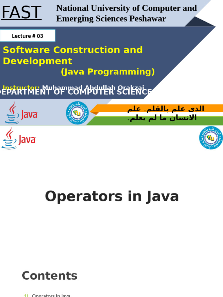 Lecture-03 (Java Operators) | PDF | Computer Programming | Software ...
