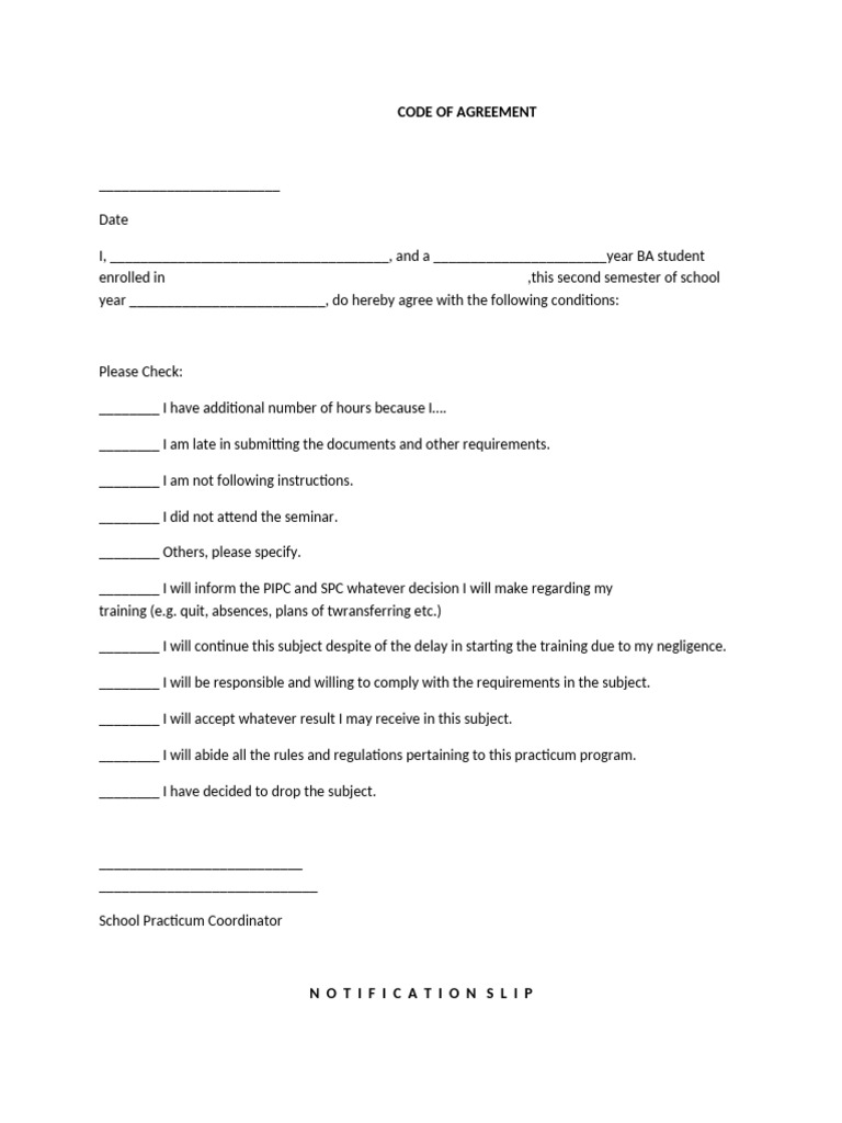 Practicum Agreement and Notification Template | PDF | Justice | Crime ...