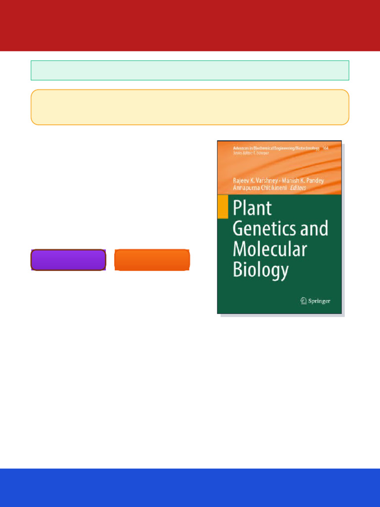 Plant Genetics and Molecular Biology Rajeev K. Varshney ebook fresh digital copy | PDF | Plant ...