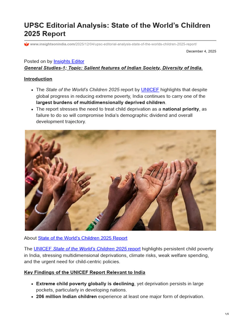 UNICEF 2025 Report on Child Poverty in India | PDF | Poverty | Poverty ...
